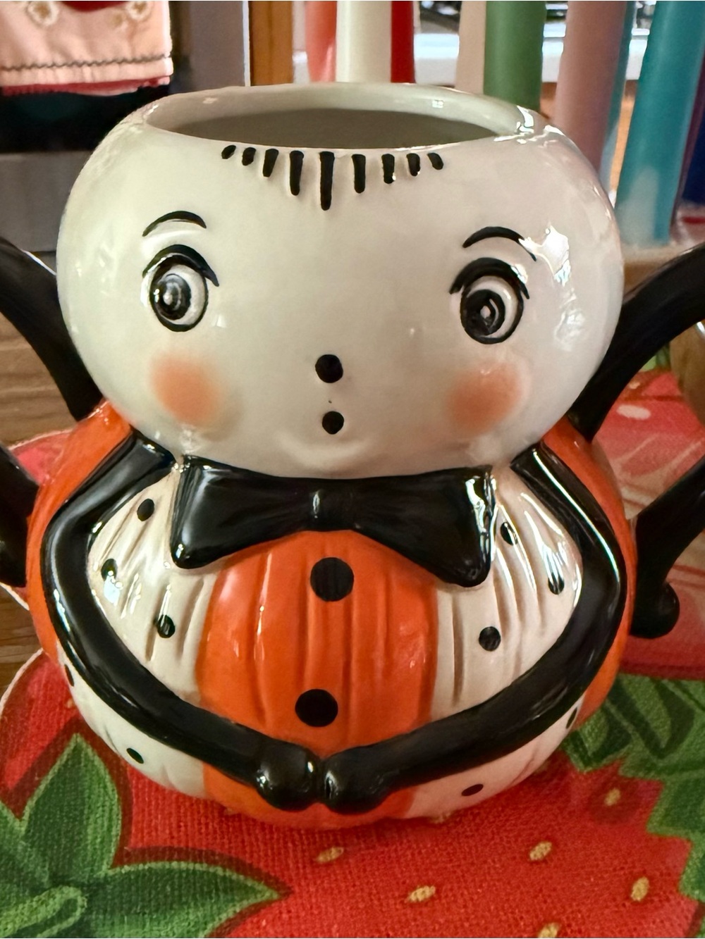 Johanna Parker Ceramic Halloween spider mug   - Orange, Black, White